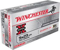 Winchester Super-X Pistol Ammunition X923W, 9mm X 23 MM Winchester, Silvertip Hollow Point (HP), 125 GR, 1450 fps, 50 Rd/bx