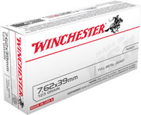 Winchester USA Rifle Ammunition Q3174, 7.62x39mm, Full Metal Jacket (FMJ), 123 GR, 2355 fps, 20 Rd/bx