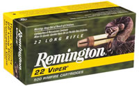 Remington Viper Hyper Velocity Rimfire Ammunition 1922, 22 Long Rifle, Truncated Cone Solid, 36 GR, 1410 fps, 50 Rd/bx