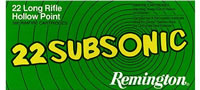 Remington Subsonic Rimfire Ammunition SUB22HP, 22 Long Rifle, Hollow Point (HP), 38 GR, 1050 fps, 50 Rd/bx