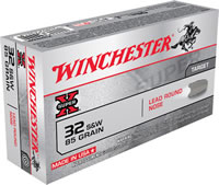 Winchester Super-X Pistol Ammunition X32SWP, 32 S&W, Lead Round Nose (RN), 85 GR, 680 fps, 50 Rd/bx