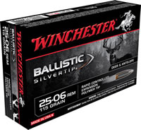 Winchester Supreme Rifle Ammunition SBST2506, 25-06 Remington, Ballistic Silvertip, 115 GR, 3060 fps, 20 Rd/bx