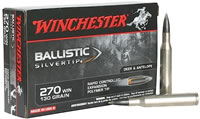 Winchester Supreme Rifle Ammunition SBST270, 270 Winchester, Ballistic Silvertip, 130 GR, 3050 fps, 20 Rd/bx