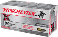 Winchester Super-X Power Point HV Rimfire Ammunition X22LRPP, 22 LR, Hollow Point (HP), 40 GR, 1280 fps, 50 Rd/bx