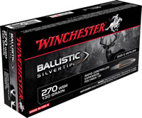 Winchester Supreme Rifle Ammunition SBST2705, 270 WSM, Ballistic Silvertip, 130 GR, 3275 fps, 20 Rd/bx