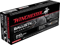 Winchester Supreme Rifle Ammunition SBST243SSA, 243 WSSM, Ballistic Silvertip, 95 GR, 3250 fps, 20 Rd/bx