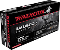 Winchester Supreme Rifle Ammunition SBST2705A, 270 WSM, Ballistic Silvertip, 150 GR, 3120 fps, 20 Rd/bx