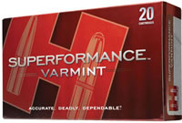 Hornady Superformance Varmint Rifle Ammunition 8316, 222 Remington, V-Max, 50 GR, 3345 fps, 20 Rd/bx