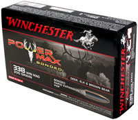 Winchester Rifle Ammunition X3381BP, 338 Winchester Magnum, Power Max Bonded, 200 GR, 2960 fps, 20 Rd/bx