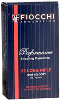 Fiocchi Shooting Dynamics Rimfire Ammunition 22FHVCRN, 22 Long Rifle, Copper Plated Soft Point (SP), 40 GR, 1250 fps, 50 Rd/bx