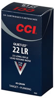 CCI Quiet SubSonic Rimfire Ammunition 960, 22 Long Rifle, Lead Round Nose (RN), 40 GR, 710 fps, 50 Rd/bx