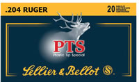 Sellier & Bellot Rifle Ammunition SB204A, 204 Ruger, Polymer Tip Spitzer, 32 GR, 4127 fps, 20 Rd/bx