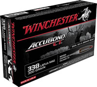 Winchester Supreme Rifle Ammunition S338LCT, 338 Lapua Magnum, Ballistic Silvertip, 300 GR, 2820 fps, 20 Rd/bx