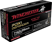 Winchester Supreme Elite Self Defense Rifle Ammunition S76239PDB, 7.62mmX39mm, PDX1 Jacketed Hollow Point (JHP), 120 GR, 20 Rd/bx