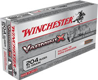 Winchester Varmint X Rifle Ammunition X204P, 204 Ruger, Polymer Tip, 32 GR, 20 Rd/bx