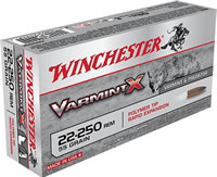 Winchester Varmint X Rifle Ammunition X22250P, 22-250 Remington, Varmint, 55 GR, 20 Rd/bx