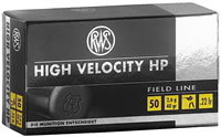 RWS High Velocity Rimfire Ammunition 2132494, 22 Long Rifle, Lead Hollow Point (HP), 40 GR, 1263 fps, 50 Rd/bx