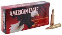 Federal American Eagle Rifle Ammunition AE22250G, 22-250 Remington, Jacketed Hollow Point (HP), 50 GR, 3850 fps, 20 Rd/bx