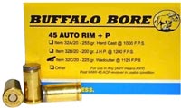 Buffalo Bore Handgun Ammunition 32C/20, 45 Automatic Rimmed, Wadcutter, 225 GR, 1100 fps, 20 Rd/bx