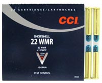 CCI Pest Control ShotShell Rimfire Ammunition 0025, 22 Magnum (WMR), #12 Shot, 52 GR, 1000 fps, 20 Rd/bx