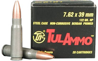 Tulammo Rifle Ammunition UL076212, 7.62mm X 39mm, Hollow Point (HP), 122 GR, 40 Rd/bx