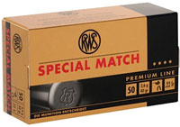 RWS Special Match Rimfire Rifle Ammunition 2134233, 22 Long Rifle, Lead, 40 GR, 1080 fps, 50 Rd/bx