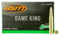 HSM Game King Rifle Ammunition 25069N, 25-06 Remington, Spitzer Boat Tail, 117 GR, 20 Rd/Bx