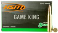 HSM Game King Rifle Ammunition 338LAP14N, 338 Lapua Mag, Spitzer Boat Tail, 215 GR, 3138 fps, 20 Rd/Bx