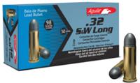 Aguila Pistol Ammunition 1E322340, 32 S&W Long, Lead Round Nose, 98 GR, 705 fps, 50 Rd/Bx