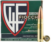 Fiocchi Extrema Sub-Sonic Rifle Ammunition 300BLKMB, 300 AAC Blackout, Sierra Matchking Hollow Point, 220 GR, 1020 fps, 25 Rd/bx