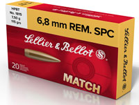 Sellier & Bellot Rifle Ammunition SB68D, 6.8 MM, BTHP, 115 GR, 2477 fps, 20 Rd/bx