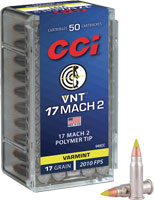 CCI VNT Varmint Target Rimfire Ammunition 948CC, 17 Mach 2, Speer VNT, 17 GR, 2010 fps, 50 Rd/bx