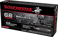 Winchester Ballistic Silvertip Rifle Ammunition SBST68W, 6.8 Western, Rapid Controlled Expansion Polymer Tip, 170 GR, 2920 fps, 20 Rd/bx