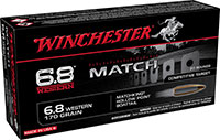 Winchester Match Rifle Ammunition S68WM, 6.8 Western, Sierra MatchKing BTHP, 170 GR, 2910 fps, 20 Rd/bx