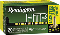 Remington HTP Pistol Ammunition RTP44MG2A, 44 Rem Mag, Jacketed Soft Point (JSP), 240 gr, 20 Rd/Bx