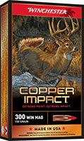 Winchester Copper Impact Rifle Ammunition X300CLF, 300 Win Mag, Copper Extreme Point, 150 GR, 3260 fps, 20 Rd/bx