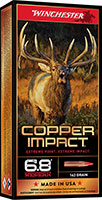 Winchester Copper Impact Rifle Ammunition X68WCLF, 6.8 Western, Copper Extreme Point Lead-Free, 162 GR, 2875 fps, 20 Rd/bx