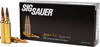 Sig Sauer Elite Ball Rifle Ammunition E277SFB135-20, 277 Sig Fury, FMJ, 2750 fps, 135 Grain, 20 Rds