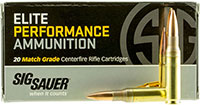 Sig Elite Performance Rifle Ammunition E308M120, 308 Winchester, OTM, 168 Gr, 2700 FPS, 20 Rds/Bx