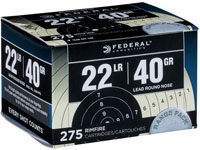 Federal Target Rimfire Ammunition 729, 22 Long Rifle, Lead Round Nose, 40 GR, 1200 fps, 275 Rd/bx