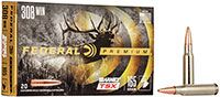 Federal Premium Vital-Shok Rifle Ammunition P308H, 308 Winchester, Barnes Triple Shock X-Bullet, 165 GR, 2650 fps, 20 Rd/bx