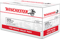 Winchester USA Rifle Ammunition USA223L1, 223 Remington, Full Metal Jacket FMJ, 55 GR, 3240 fps, 150 Rd/bx