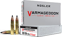 Nosler Varmint Rifle Ammunition 40127, 300 AAC Blackout/Whisper, Flat Base Tip, 110 GR, 2150 fps, 20 Rd/Bx