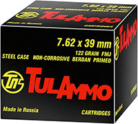 Tulammo Rifle Ammunition UL076240, 7.62mm X 39mm, Full Metal Jacket (FMJ), 122 GR, 40 Rd/bx