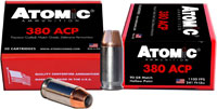 Atomic Pistol Ammunition 00453, 380 ACP, HP, 90 GR, 1100 fps, 20 Rds/Bx