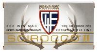 Fiocchi Extrema Rifle Ammunition 300WMSCA, 300 Win Mag, Swift Scirocco II Boat Tail Spitzer, 180 gr, 3020 fps, 20 Rd/Bx