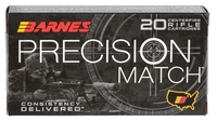 Barnes Precision Match Rifle Ammunition 30814, 6mm Creedmoor, OTM Boat Tail, 112 gr, 2960 fps, 20 Rd/Bx