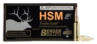 HSM Trophy Gold Rifle Ammunition 65CRD130VLD, 6.5 Creedmoor, Match Hunting Very Low Drag, 130 gr, 20 Rd/Bx