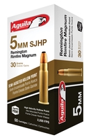 Aguila Rimfire Ammunition 1B222405, 5mm Rem Rimfire Mag, Semi-Jacketed Hollow Point, 30 gr, 2300 fps, 50 Rds/Bx