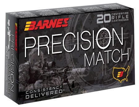 Barnes Bullets Precision Match Rifle Ammunition 30819, 6.5 PRC, Open Tip Match Boat Tail, 145 gr, 20 Rd/Bx